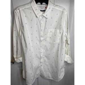 Denim & Flower Shirt Men's L Slim Fit 100% cotton Men's Button Up